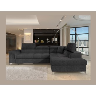 Canapé d’angle convertible PALAZZO 4 places gris foncé – angle droit avec 1 coussin 