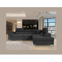 Canapé d’angle convertible PALAZZO 4 places gris foncé – angle droit avec 1 coussin 