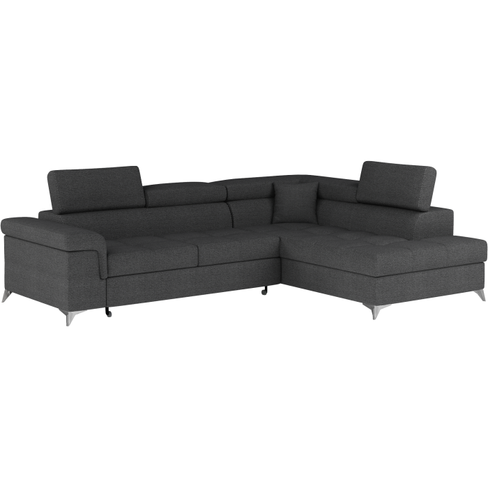 Canapé d’angle convertible PALAZZO 4 places gris foncé – angle droit avec 1 coussin 