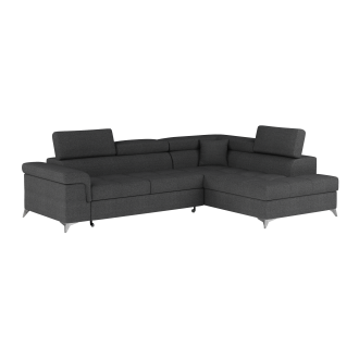 Canapé d’angle convertible PALAZZO 4 places gris foncé – angle droit avec 1 coussin 