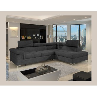 Canapé d’angle convertible PALAZZO 4 places gris foncé – angle droit avec 1 coussin 