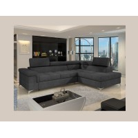 Canapé d’angle convertible PALAZZO 4 places gris foncé – angle droit avec 1 coussin 