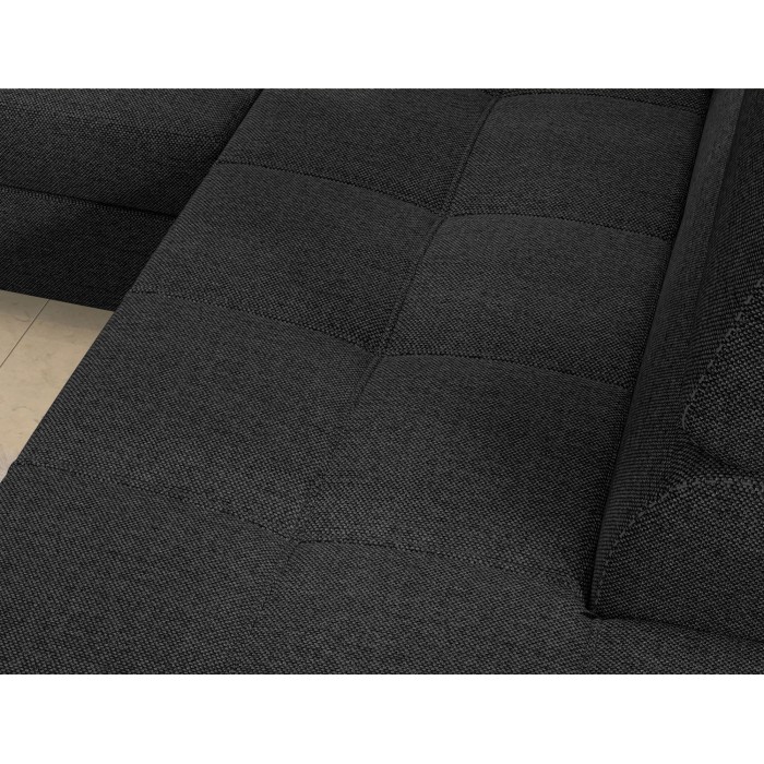 Canapé d’angle convertible PALAZZO 4 places gris foncé – angle droit avec 1 coussin 