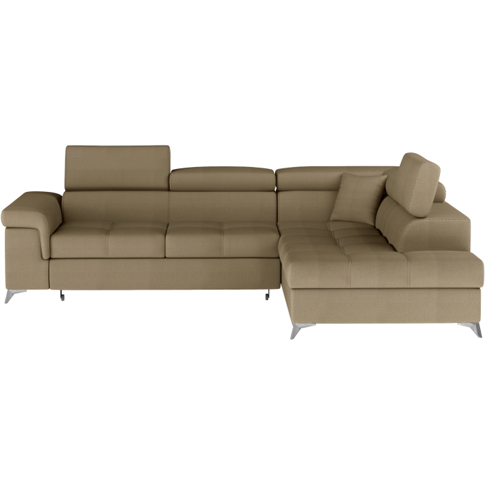 Canapé d’angle convertible PALAZZO 4 places marron – angle droit avec 1 coussin 