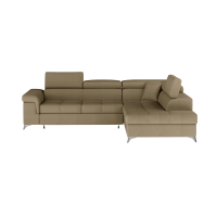 Canapé d’angle convertible PALAZZO 4 places marron – angle droit avec 1 coussin 
