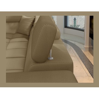 Canapé d’angle convertible PALAZZO 4 places marron – angle droit avec 1 coussin 
