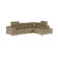 Canapé d’angle convertible PALAZZO 4 places marron – angle droit avec 1 coussin 