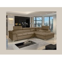 Canapé d’angle convertible PALAZZO 4 places marron – angle droit avec 1 coussin 