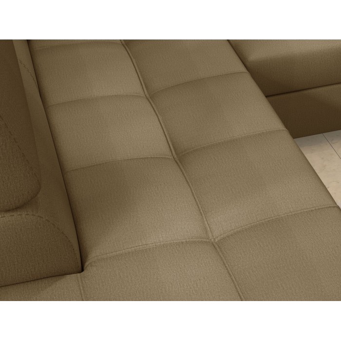 Canapé d’angle convertible PALAZZO 4 places marron – angle droit avec 1 coussin 