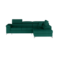 Canapé d’angle convertible PALAZZO 4 places vert foncé – angle droit avec 1 coussin 