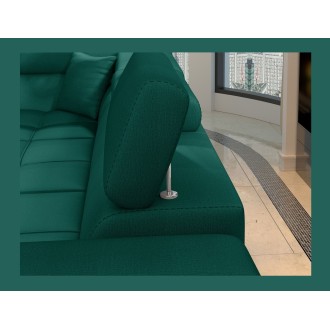 Canapé d’angle convertible PALAZZO 4 places vert foncé – angle droit avec 1 coussin 