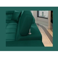 Canapé d’angle convertible PALAZZO 4 places vert foncé – angle droit avec 1 coussin 