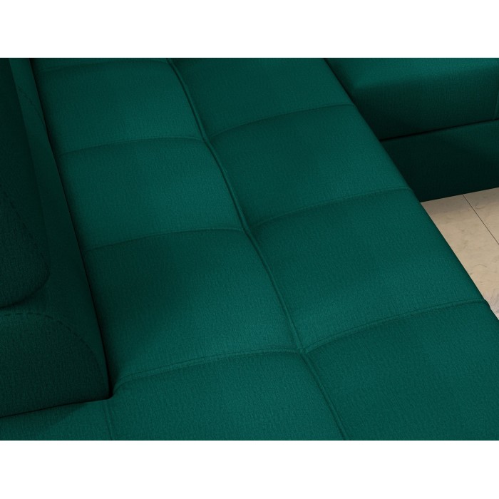 Canapé d’angle convertible PALAZZO 4 places vert foncé – angle droit avec 1 coussin 