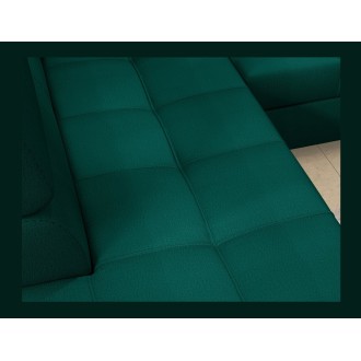 Canapé d’angle convertible PALAZZO 4 places vert foncé – angle droit avec 1 coussin 