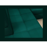 Canapé d’angle convertible PALAZZO 4 places vert foncé – angle droit avec 1 coussin 