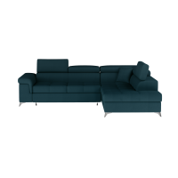 Canapé d’angle convertible PALAZZO 4 places bleu foncé – angle droit avec 1 coussin 