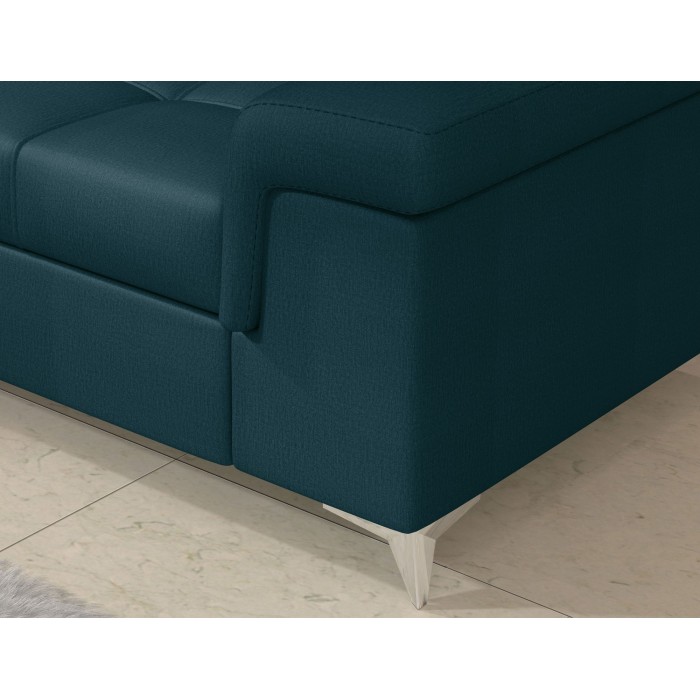 Canapé d’angle convertible PALAZZO 4 places bleu foncé – angle droit avec 1 coussin 