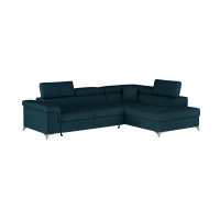 Canapé d’angle convertible PALAZZO 4 places bleu foncé – angle droit avec 1 coussin 