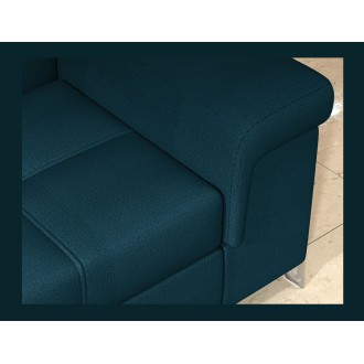 Canapé d’angle convertible PALAZZO 4 places bleu foncé – angle droit avec 1 coussin 