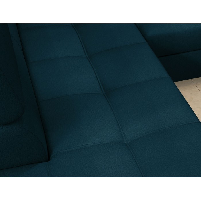Canapé d’angle convertible PALAZZO 4 places bleu foncé – angle droit avec 1 coussin 