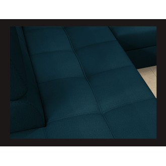 Canapé d’angle convertible PALAZZO 4 places bleu foncé – angle droit avec 1 coussin 