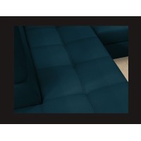 Canapé d’angle convertible PALAZZO 4 places bleu foncé – angle droit avec 1 coussin 