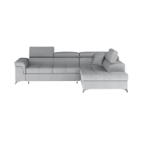 Canapé d’angle convertible PALAZZO 4 places gris clair – angle droit avec 1 coussin 