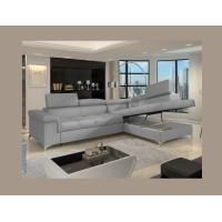 Canapé d’angle convertible PALAZZO 4 places gris clair – angle droit avec 1 coussin 