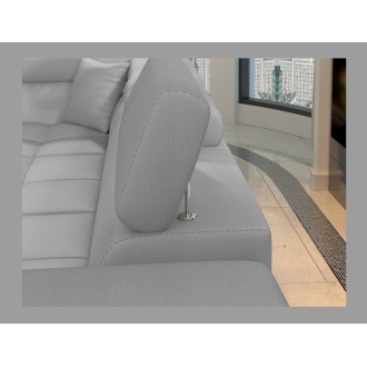 Canapé d’angle convertible PALAZZO 4 places gris clair – angle droit avec 1 coussin 