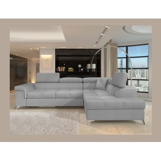 Canapé d’angle convertible PALAZZO 4 places gris clair – angle droit avec 1 coussin 