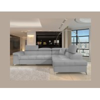 Canapé d’angle convertible PALAZZO 4 places gris clair – angle droit avec 1 coussin 