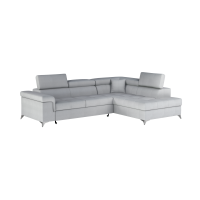 Canapé d’angle convertible PALAZZO 4 places gris clair – angle droit avec 1 coussin 