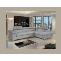 Canapé d’angle convertible PALAZZO 4 places gris clair – angle droit avec 1 coussin 