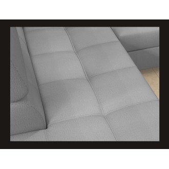Canapé d’angle convertible PALAZZO 4 places gris clair – angle droit avec 1 coussin 