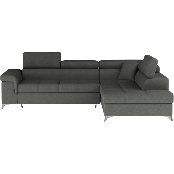 Canapé d’angle convertible PALAZZO 4 places gris foncé – angle droit avec 1 coussin 