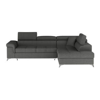 Canapé d’angle convertible PALAZZO 4 places gris foncé – angle droit avec 1 coussin 