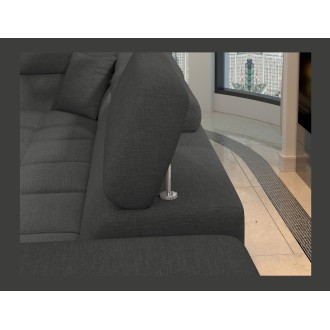 Canapé d’angle convertible PALAZZO 4 places gris foncé – angle droit avec 1 coussin 