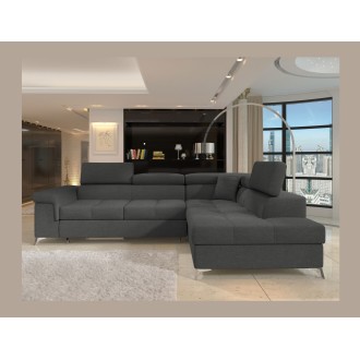 Canapé d’angle convertible PALAZZO 4 places gris foncé – angle droit avec 1 coussin 