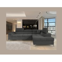 Canapé d’angle convertible PALAZZO 4 places gris foncé – angle droit avec 1 coussin 