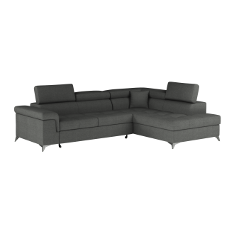 Canapé d’angle convertible PALAZZO 4 places gris foncé – angle droit avec 1 coussin 