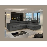 Canapé d’angle convertible PALAZZO 4 places gris foncé – angle droit avec 1 coussin 
