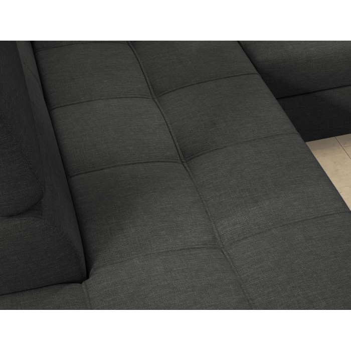 Canapé d’angle convertible PALAZZO 4 places gris foncé – angle droit avec 1 coussin 