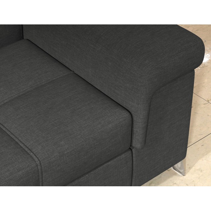 Canapé d’angle convertible PALAZZO 4 places gris foncé – angle droit avec 1 coussin 