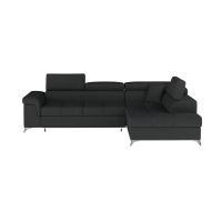 Canapé d’angle convertible PALAZZO 4 places noir – angle droit avec 1 coussin 