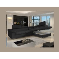 Canapé d’angle convertible PALAZZO 4 places noir – angle droit avec 1 coussin 