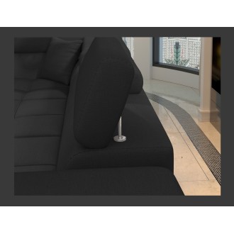 Canapé d’angle convertible PALAZZO 4 places noir – angle droit avec 1 coussin 