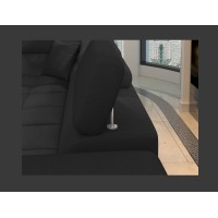 Canapé d’angle convertible PALAZZO 4 places noir – angle droit avec 1 coussin 