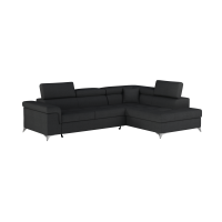 Canapé d’angle convertible PALAZZO 4 places noir – angle droit avec 1 coussin 