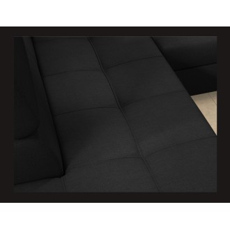 Canapé d’angle convertible PALAZZO 4 places noir – angle droit avec 1 coussin 