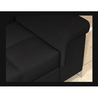 Canapé d’angle convertible PALAZZO 4 places noir – angle droit avec 1 coussin 